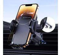 Miracase Support Telephone Voiture Bouche D'aération[Crochet Double Métallique Amélioré]360° Rotation Porte Téléphone Voiture Mains libres à une main pour tous les Smartphones
