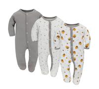 Miracle Baby 3 pièces bébé barboteuses bébé pyjama sac de couchage en coton avec pieds avec boutons Gr. 56 62 68 pour nouveau-né filles Garçon