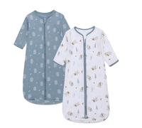 Miracle Baby Lot de 2 gigoteuses pour bébé portable, 100 % coton, à manches longues, pour tout-petit, de 0 à 18 mois (ours + feuilles, taille M)