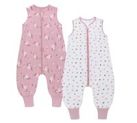 Miracle Baby Lot de 2 Sac de Couchage pour Bébé, 0.5 Tog Gigoteuse D'été à Pieds sans Manches pour Fille Garçon, Turbulette 100% Coton (Poney + Point, S/65-85CM)