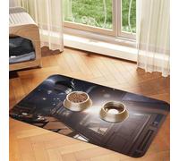 Miracle Dome Halo Tapis d'alimentation pour chien et chat - En cuir absorbant - Imperméable - Pas de taches - Séchage rapide - Antidérapant - 60 x 40 cm