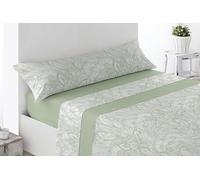 Miracle Home. Arges Parure de lit 3 pièces avec Drap-Housse Ajustable, Drap Plat et taie d'oreiller, 50% Coton, 50% Microfibre brossée, Vert, 90 x 200 cm, lit de 90 cm