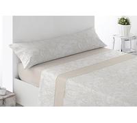 Miracle Home. Arges Parure de lit 4 pièces avec Drap-Housse Ajustable, Drap Plat et 2 taies d'oreiller, 50% Coton, 50% Microfibre brossée, Beige, 180 x 200 cm, lit de 180 cm