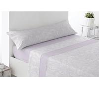 Miracle Home. Arges Parure de lit 4 pièces avec Drap-Housse Ajustable, Drap Plat et 2 taies d'oreiller, 50% Coton, 50% Microfibre brossée, Mauve 150 x 200 cm, lit de 150 cm