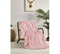 Miracle Home. Couverture Polaire réversible en Microfibre de Verre Flanelle veloutée 260 g/m², Douce, Chaude et légère, Lavable en Machine, 220 x 240 cm, Rose