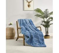 Miracle Home. Couverture Polaire réversible en Microfibre et Zircon Flanelle veloutée et Sherpa 280 g/m² - Douce, Chaude et légère, Lavable en Machine, 130 x 160 cm, Bleu