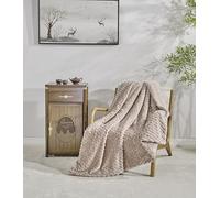 Miracle Home. Couverture Polaire réversible en Microfibre Perle Flanelle veloutée et Sherpa 280 g/m² - Douce, Chaude et légère, Lavable en Machine, 130 x 160 cm, Marron