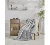 Miracle Home. Couverture Polaire réversible en Microfibre Perle Flanelle veloutée et Sherpa 280 g/m² - Douce, Chaude et légère, Lavable en Machine, 130 x 160 cm, Gris