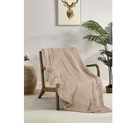Miracle Home. Couverture Polaire réversible en Microfibre Pyrite Flanelle veloutée et Sherpa 260 g/m² - 180 g/m², Douce, Chaude et légère, Lavable en Machine, 220 x 240 cm, Beige