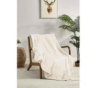 Miracle Home. Couverture Polaire réversible en Microfibre Pyrite Flanelle veloutée et Sherpa 260 g SM-180 g/m², Douce, Chaude et légère, Lavable en Machine, 130 x 160 cm, écru