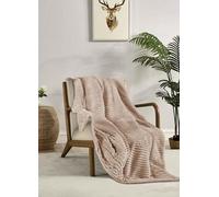 Miracle Home. Couverture Polaire réversible en Microfibre veinée veloutée et Sherpa 240 g/m² - 180 g/m², Douce, Chaude et légère, Lavable en Machine, 130 x 160 cm, Beige
