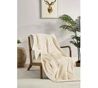 Miracle Home. Couverture Polaire réversible en Microfibre veloutée et Sherpa 240 g/m² - 180 g/m², Douce, Chaude et légère, Lavable en Machine, 130 x 160 cm, écru