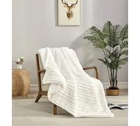 Miracle Home. Couverture Polaire réversible en Microfibre Zircon Flanelle Velours et Sherpa 280 g/m² - Douce, Chaude et légère, Lavable en Machine, 130 x 160 cm, écru