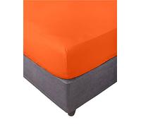Miracle Home Drap housse élastique, doux et confortable, 50 % coton, 50 % polyester, orange, 180 x 200 cm