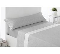 Miracle Home. Floreta Parure de lit 4 pièces avec Drap-Housse Ajustable, Drap Plat et 2 taies d'oreiller, 50% Coton, 50% Microfibre brossée, Gris, 150 x 200 cm, lit de 150 cm