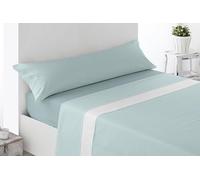 Miracle Home. Mantinos Parure de lit 4 pièces avec Drap-Housse Ajustable, Drap Plat et 2 taies d'oreiller, 50% Coton, 50% Microfibre brossée, Bleu, 180 x 200 cm, lit de 180 cm