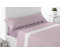 Miracle Home. Mantinos Parure de lit 4 pièces avec Drap-Housse Ajustable, Drap Plat et 2 taies d'oreiller, 50% Coton, 50% Microfibre brossée, Rose, 150 x 200 cm, lit de 150 cm
