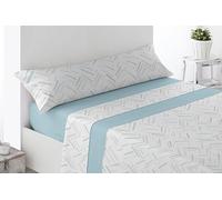 Miracle Home. Olite Parure de lit 4 pièces avec Drap-Housse Ajustable, Drap Plat et 2 taies d'oreiller, 50% Coton, 50% Microfibre brossée, Bleu, 180 x 200 cm, lit de 180 cm