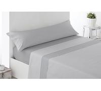 Miracle Home. Parure de draps à Lignes. Parure 4 pièces, Drap-Housse, Drap de Dessus et 2 taies d'oreiller. Anti-Peeling. Gris. 180 x 200. Lit 180. 2 taies d'oreiller 107x45