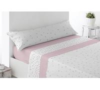 Miracle Home. Parure de draps Lanuza. Parure 3 pièces, Drap Housse, Drap de Dessus et taie d'oreiller. Anti-Peeling. 50% coton-50% Microfibre brossée. Rose. 150 x 200. Lit 150