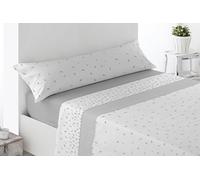 Miracle Home. Parure de draps Lanuza. Parure 4 pièces, Drap-Housse, Drap de Dessus et 2 taies d'oreiller. Anti-Peeling. Gris. 150 x 200. Lit 150. 2 taies d'oreiller 70x45