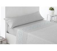 Miracle Home. Parure de draps Roda. Parure 3 pièces, Drap Housse, Drap de Dessus et taie d'oreiller. Anti-Peeling. 50% coton-50% Microfibre brossée. Gris. 150 x 200. Lit 150