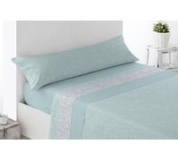 Miracle Home. Parure de draps Roda. Parure 3 pièces, Drap Housse, Drap de Dessus et taie d'oreiller. Anti-Peeling. 50% coton-50% Microfibre brossée. Bleu. 150 x 200. Lit 150