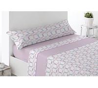 Miracle Home. Parure de lit Acari - Lot de 4 pièces, Drap Housse réglable, Dessus et Deux taies d'oreiller - 50% Coton - 50% Polyester - 180 x 200 - Rose