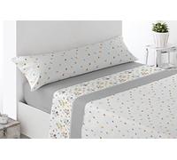 Miracle Home. Parure de lit Charme. Lot de 4 pièces, Drap Housse réglable, Dessus et Deux taies d'oreiller. 50% coton-50% Polyester. 180X200. Gris