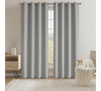 Miracle Home. Rideau Moderne et élégant de 1 pièce avec œillets pour Salon et Chambre à Coucher, Gris pin. 145 (Largeur) X 260 (Hauteur) centimètres