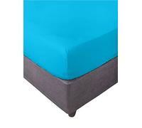 Miracle Home Sábana bajera, Ajustable elástica, Suave, cómoda, antipeeling. Algodón 50% poliéster Drap-Housse élastique, Doux, Confortable, Anti-Boulochage. 50% Coton Polyester, Turquoise, Lit 135