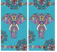 Miracle Home. Serviette de Plage en Microfibre Éléphant, 100% Poliéster, 95 X 175 Cm. 11828 (Lot de 2)