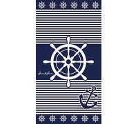 Miracle Home. Serviette de Plage en Microfibre Gouvernail, 100% Polyester, 75 X 145 cm. 15555