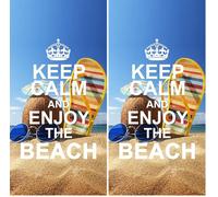 Miracle Home Serviette de Plage en Microfibre, Keep Calm, Multicolor, 95 x 175 cm. 11754 (Lot de 2)