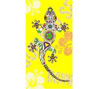 Miracle Home. Serviette de Plage en Microfibre Lézard, 100% Poliester, Jaune, 95 X 175 Cm. 15090