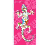 Miracle Home. Serviette de Plage en Microfibre Lézard Menorca Fucsia, 100% Poliéster, 75 X 145 cm. 15551