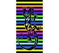 Miracle Home. Serviette de Plage en Microfibre Salamandre Arc-en-Ciel, 100% Poliéster, 75 X 145 cm. 15550