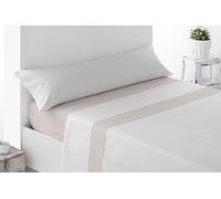 Miracle Home. Turcia Parure de lit 3 pièces avec Drap-Housse Ajustable, Drap Plat et taie d'oreiller, 50% Coton, 50% Microfibre brossée, Beige, 90 x 200 cm, lit de 90 cm