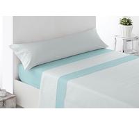 Miracle Home. Turcia Parure de lit 4 pièces avec Drap-Housse Ajustable, Drap Plat et 2 taies d'oreiller, 50% Coton, 50% Microfibre brossée, Bleu, 180 x 200 cm, lit de 180 cm