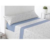 Miracle Home. Valverde Parure de lit 4 pièces avec Drap-Housse Ajustable, Drap Plat et 2 taies d'oreiller, 50% Coton, 50% Microfibre brossée, Bleu, 150 x 200 cm, lit de 150 cm