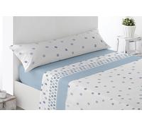 Miracle Home. Villar Parure de lit 3 pièces avec Drap-Housse Ajustable, Drap Plat et taie d'oreiller, 50% Coton, 50% Microfibre brossée, Bleu, 150 x 200 cm, lit de 150 cm