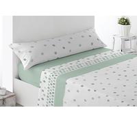 Miracle Home. Villar Parure de lit 4 pièces avec Drap-Housse Ajustable, Drap Plat et 2 taies d'oreiller, 50% Coton, 50% Microfibre brossée, Vert, 180 x 200 cm, lit de 180 cm
