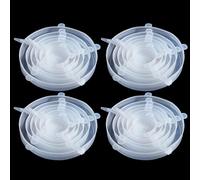 Miracle Lot de 24 couvercles extensibles en silicone réutilisables pour bols, plats et bols au micro-ondes (ronds, blanc)