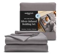 Miracle Made Parure de lit Extra Luxueuse infusée d'argent Naturel pour arrêter 99,9% de la Croissance bactérienne, draps en Coton Supima 500 Fils au Pouce carré, Ultra Respirants, antimicrobiens