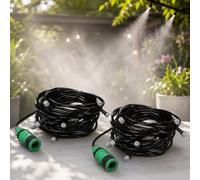 Miracle Mist Kit Complet Brumisateur Pulvérisateur Extérieur, Tuyau de 10m, 10 Buses, Refroidissement de Terrasse, Lot de 2