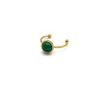 Miracles Minéraux | Bague réglable en acier inoxydable et pierre naturelle (1 Acier inox Pure | Malachite)