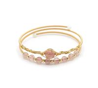 Miracles Minéraux Bracelet Artisanal Plaqué Or, Perles Naturelles, Taille Réglable| énergie spirituel | chakras bienêtre (Aurore | quartz fraise)