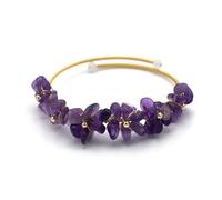 Miracles Minéraux Bracelet Artisanal Plaqué Or, Perles Naturelles, Taille Réglable| énergie spirituel | chakras bienêtre (Ines| améthyste)