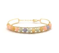 Miracles Minéraux Bracelet Artisanal Plaqué Or, Perles Naturelles, Taille Réglable| énergie spirituel | chakras bienêtre (Alma| Béryl-morganite)