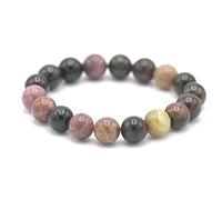 Miracles Minéraux Bracelet perle ronde 10 mm, pierre naturelle, création artisanale française, plus de 40 choix (Tourmaline melon d'eau 10 mm)